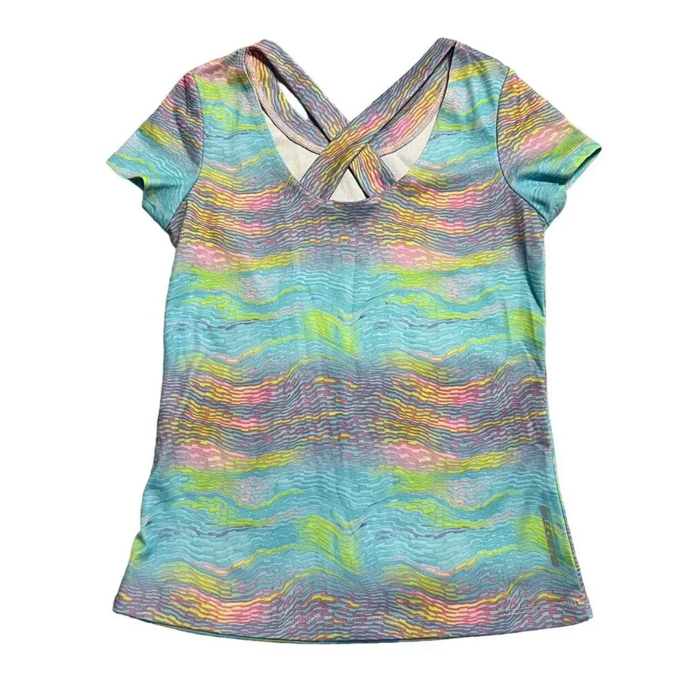 Skechers Active Sz 7/8 Colorful Cross Back Athletic Shirt